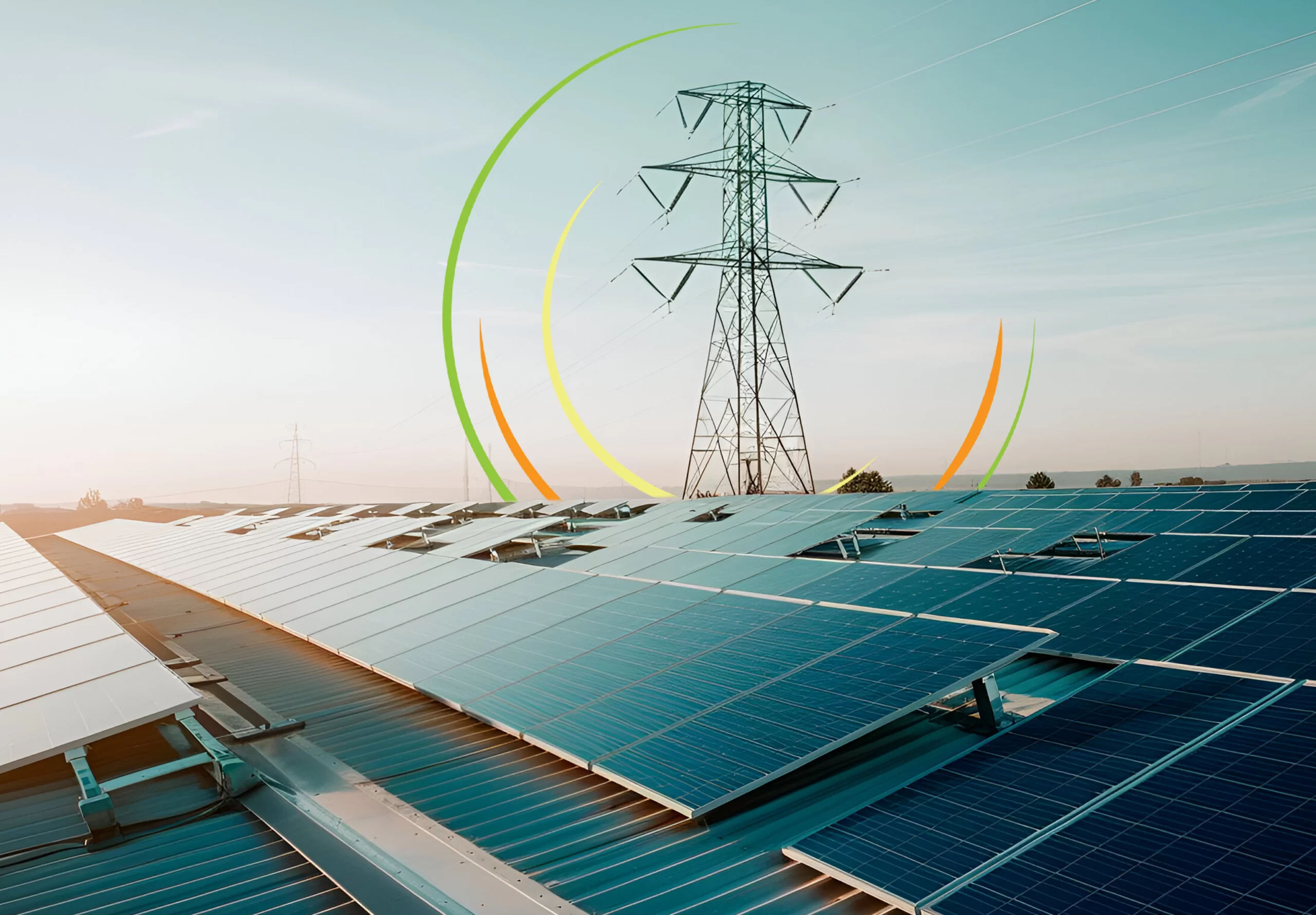 Torre eléctrica con paneles solares